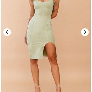 Elegant Green Ribbed Dress